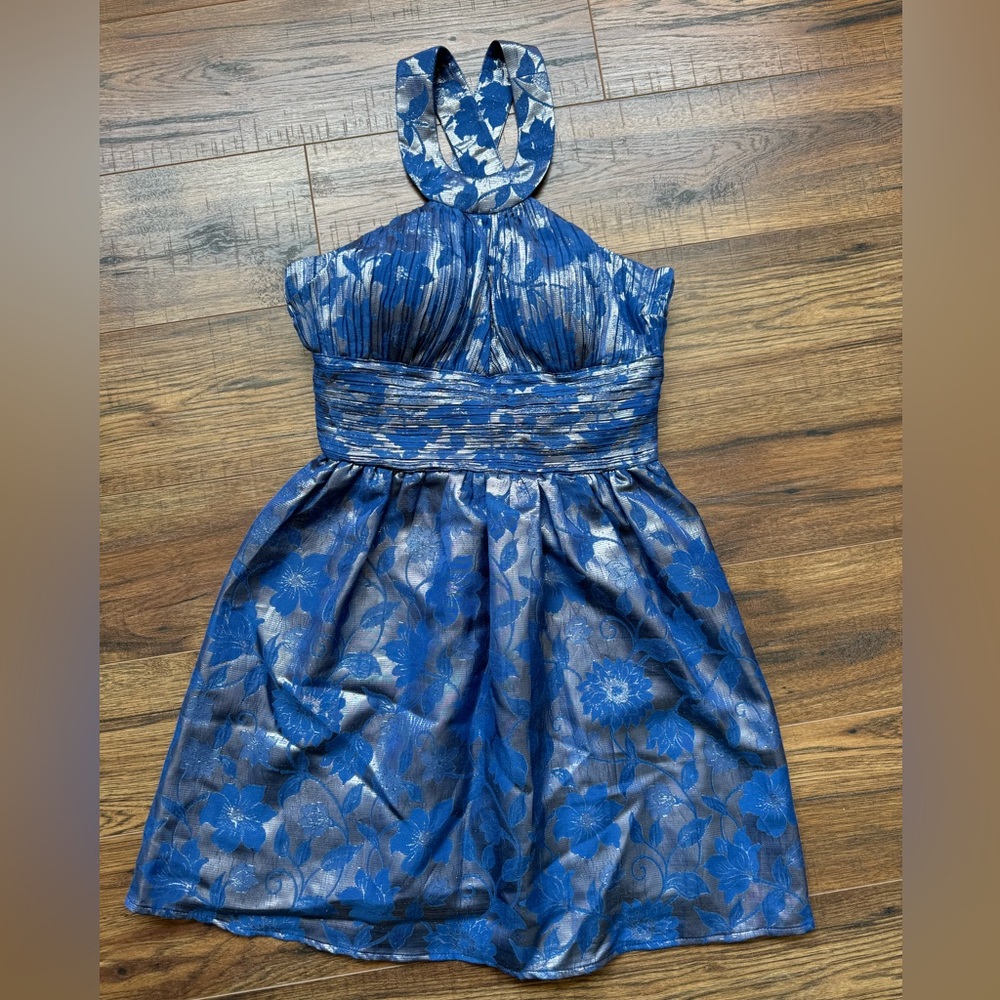 Karlie S Blue and Silver Halter Cross Dress